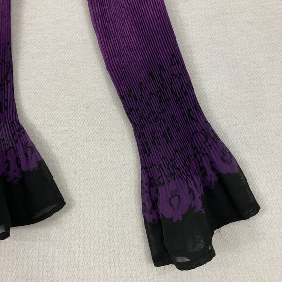 APT. 9 Purple Black Ombre Pleated Stretch Ruffle Button Down XL Whimsigoth - Picture 3 of 9